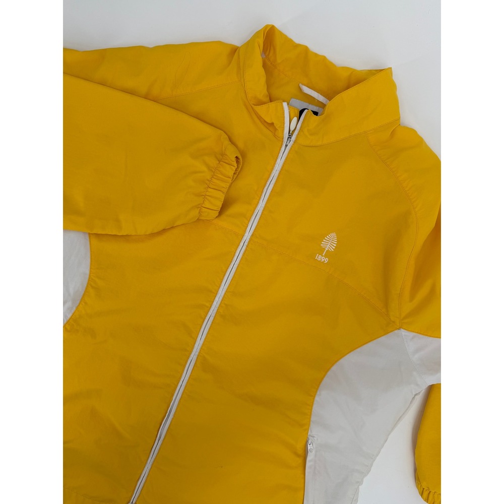 FootJoy Womens L Yellow White Colorblock Full Zip Golf Windbreaker Jacket 1899